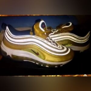 Nike Gold and White Air Max 97 Sneakers